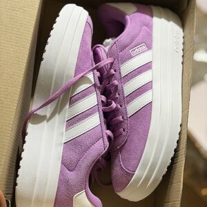 Adidas Women's Lavender and White Sneakers